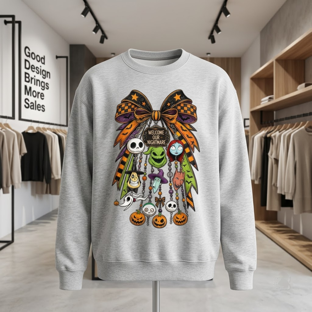 Welcome Our Nightmare Coquette Bow Spooky Charms - Creepy Cute Halloween T-Shirt, Sweatshirt, Hoodie