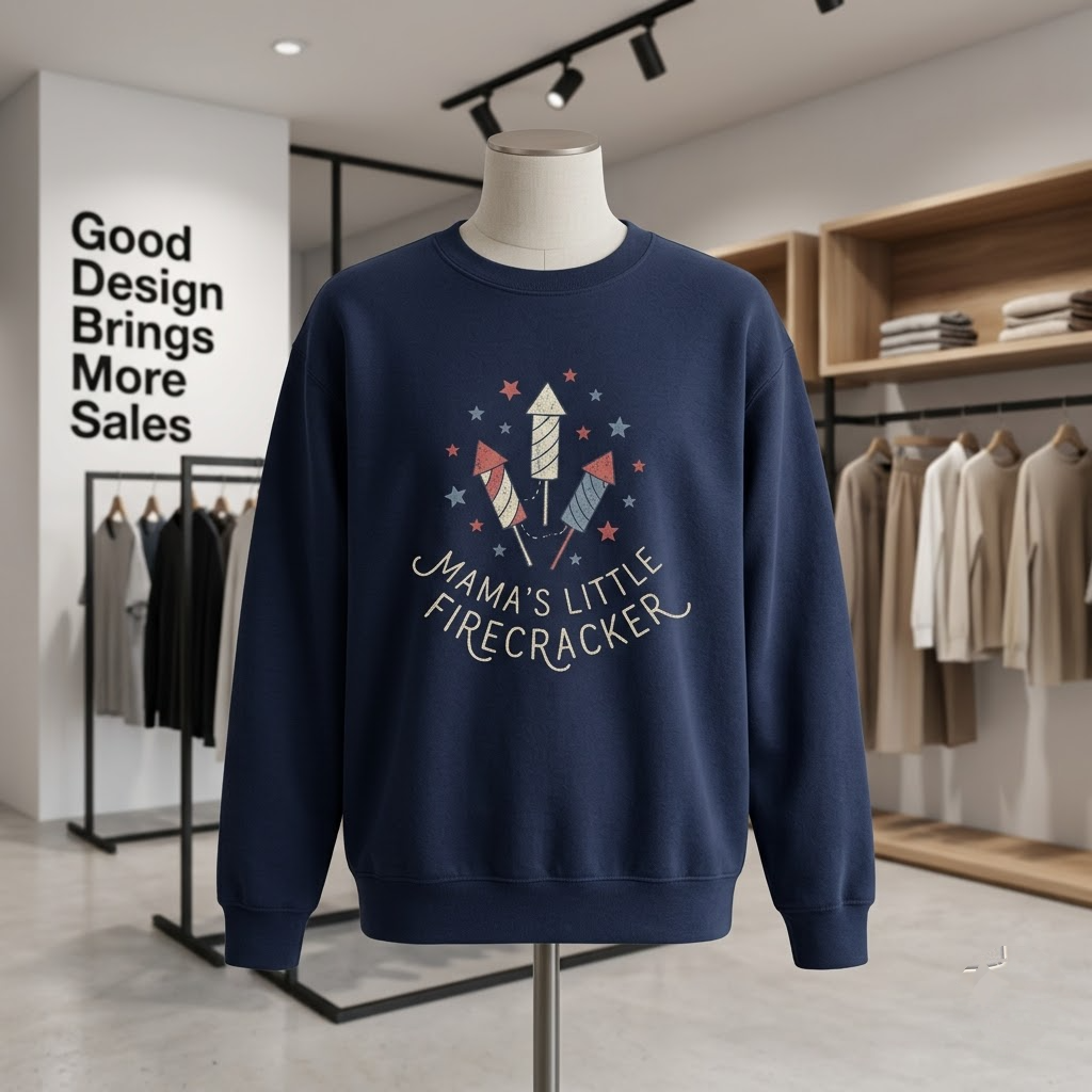 Mamas Little Firecracker Retro Fireworks Gift (T-Shirt, Sweatshirt, Hoodie)