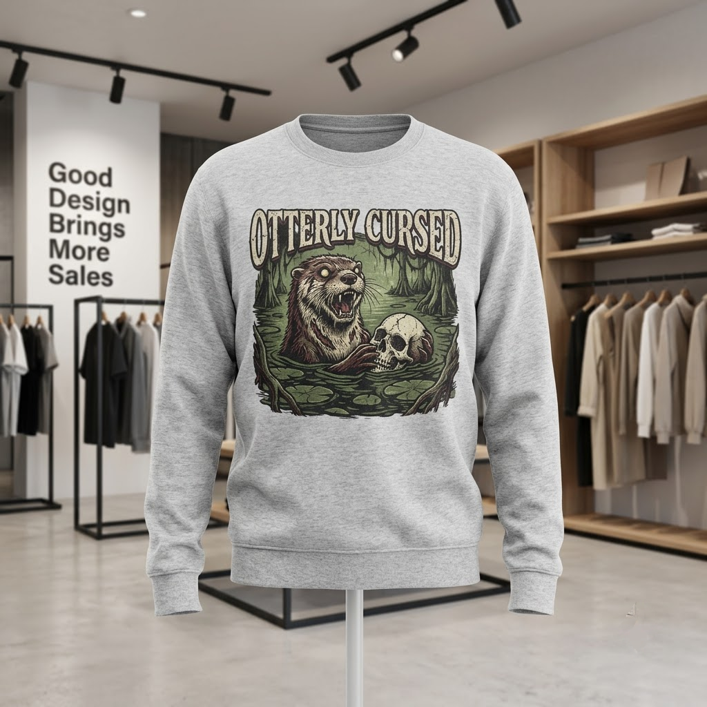 Otterly Cursed Shirt, Vintage Zombie Otter Skull Swamp Halloween T-Shirt, Sweatshirt, Hoodie