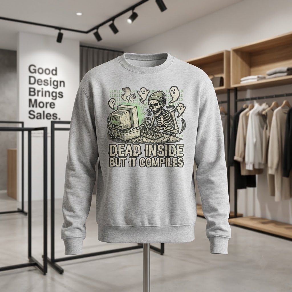 Dead Inside But It Compiles Shirt, Funny Programmer Skeleton Halloween T-Shirt, Sweatshirt, Hoodie