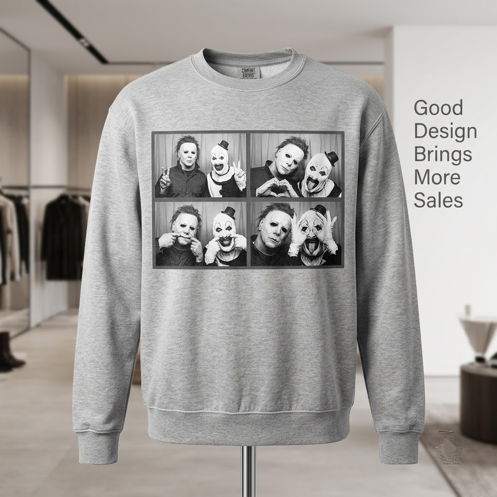Horror Villains Photo Booth Besties - Funny Slasher Mashup T-Shirt, Sweatshirt, Hoodie