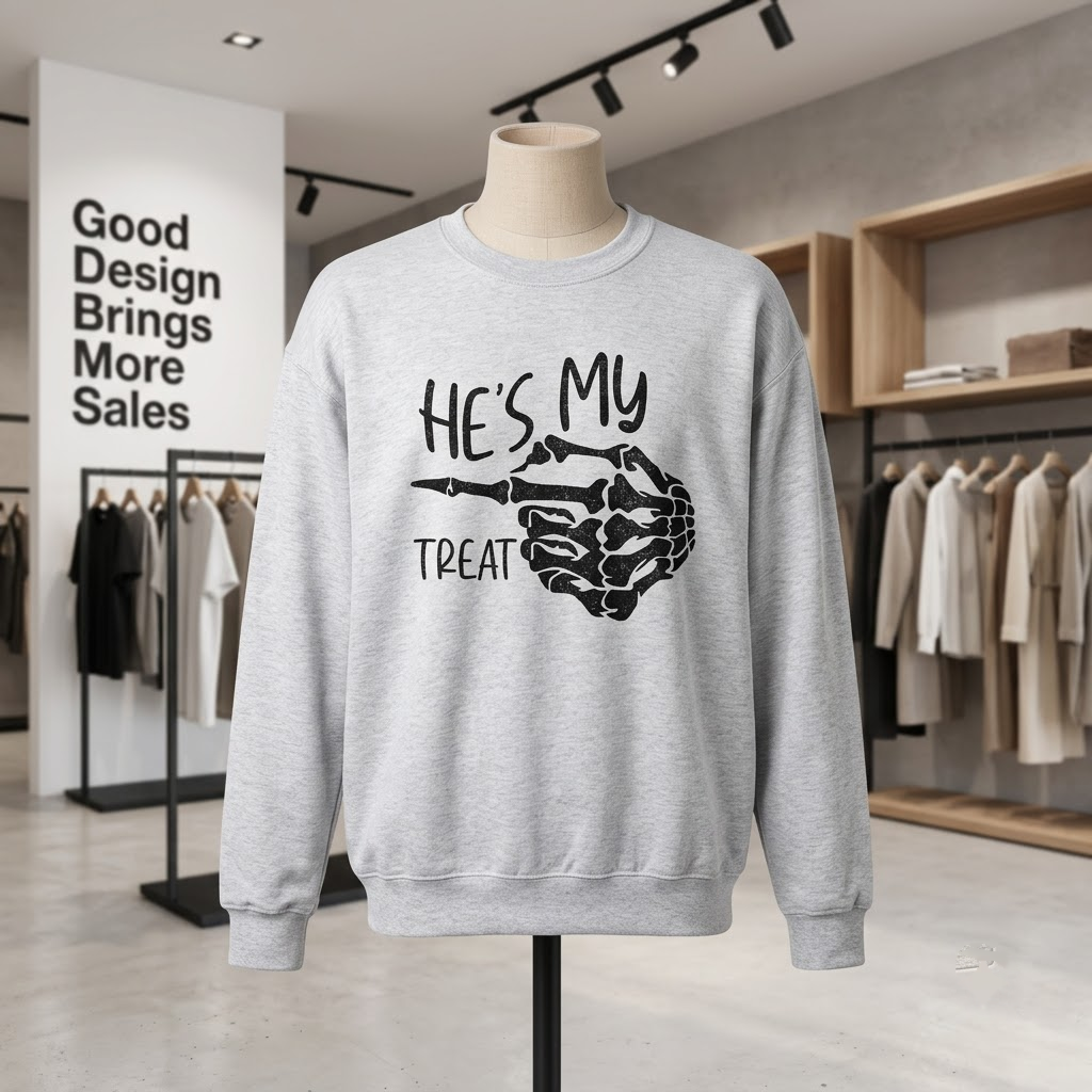 She's My Trick He's My Treat Skeleton Hands - Matching Couples Funny Halloween T-Shirt, Sweatshirt, Hoodie