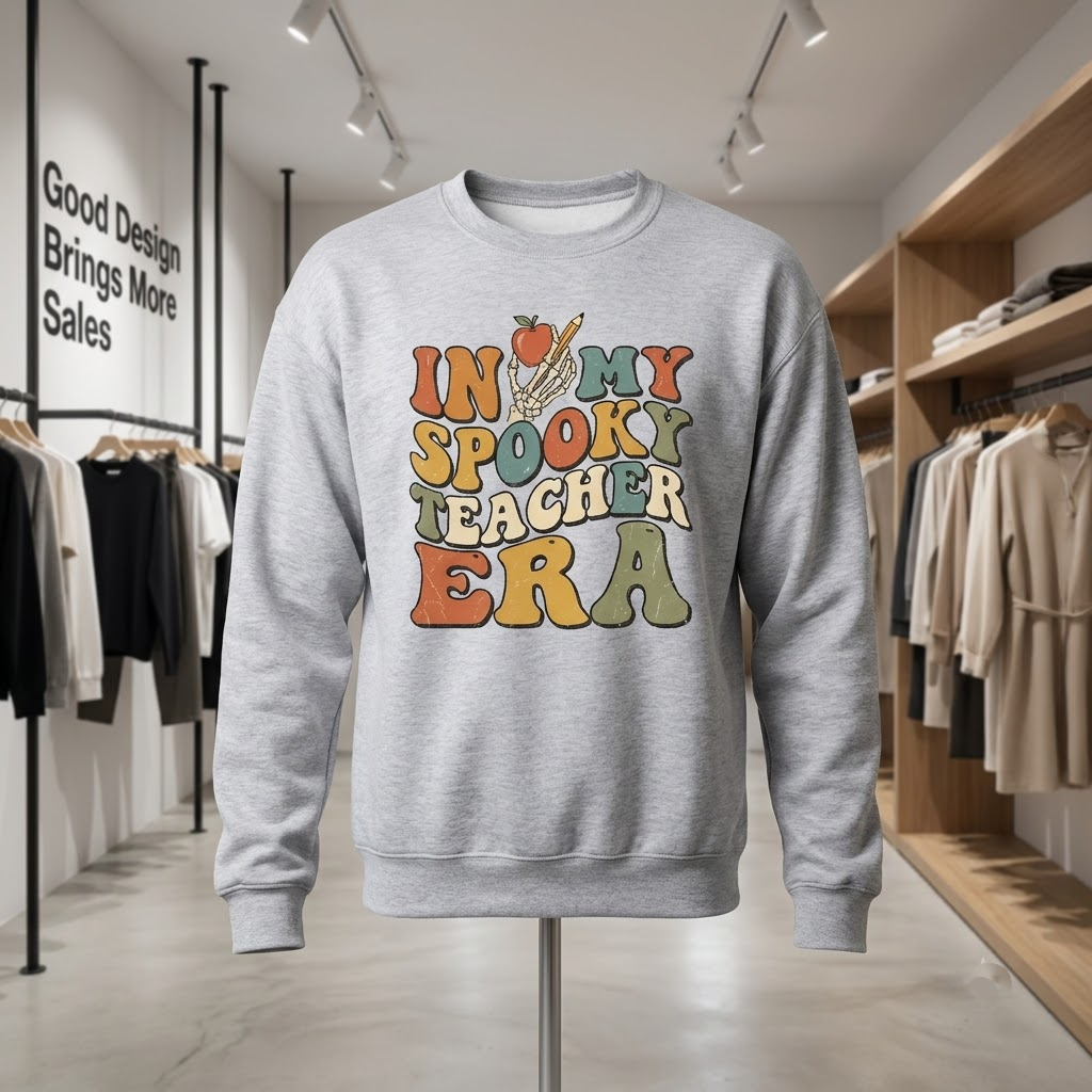 In My Spooky Teacher Era Shirt, Retro Halloween Skeleton School T-Shirt, Sweatshirt, Hoodie