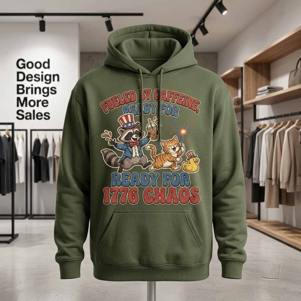 Fueled By Caffeine Ready For 1776 Chaos Funny 4th Of July Gift (T-Shirt, Sweatshirt, Hoodie)