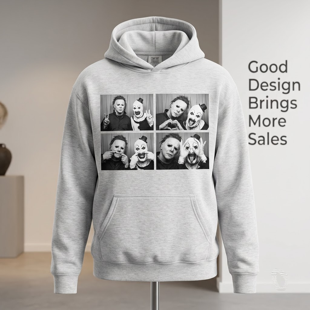 Horror Villains Photo Booth Besties - Funny Slasher Mashup T-Shirt, Sweatshirt, Hoodie