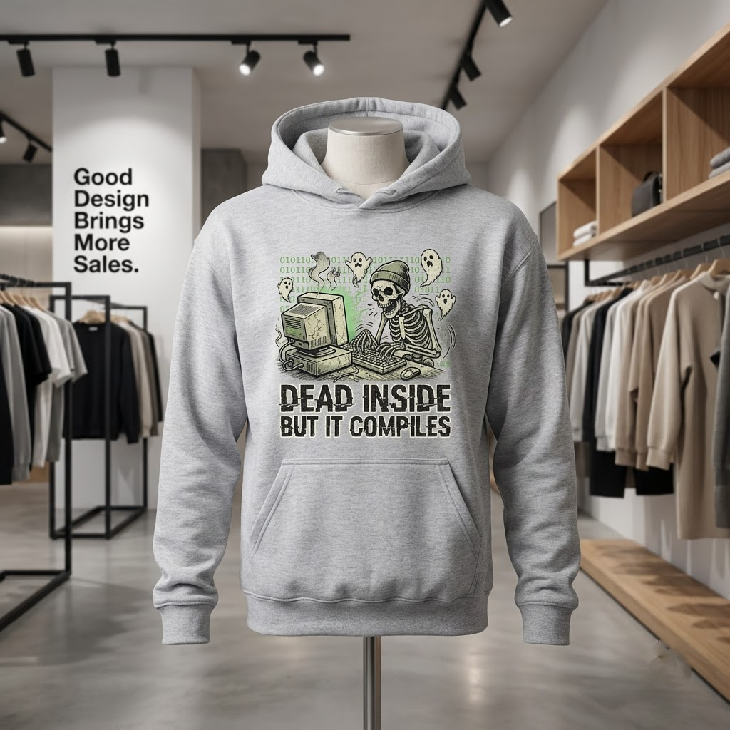 Dead Inside But It Compiles Shirt, Funny Programmer Skeleton Halloween T-Shirt, Sweatshirt, Hoodie