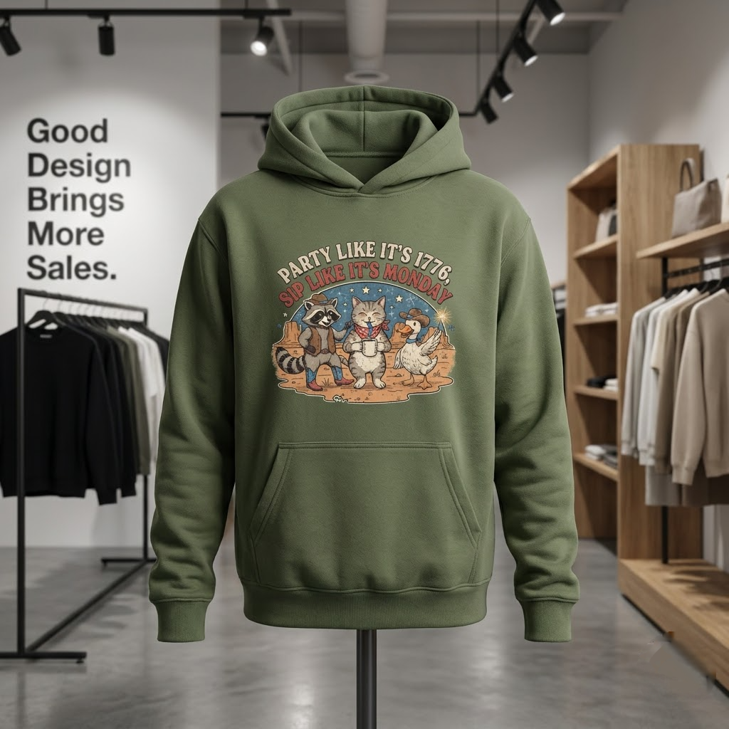 Party Like Its 1776 Sip Like Its Monday Funny Western Coffee Gift (T-Shirt, Sweatshirt, Hoodie)