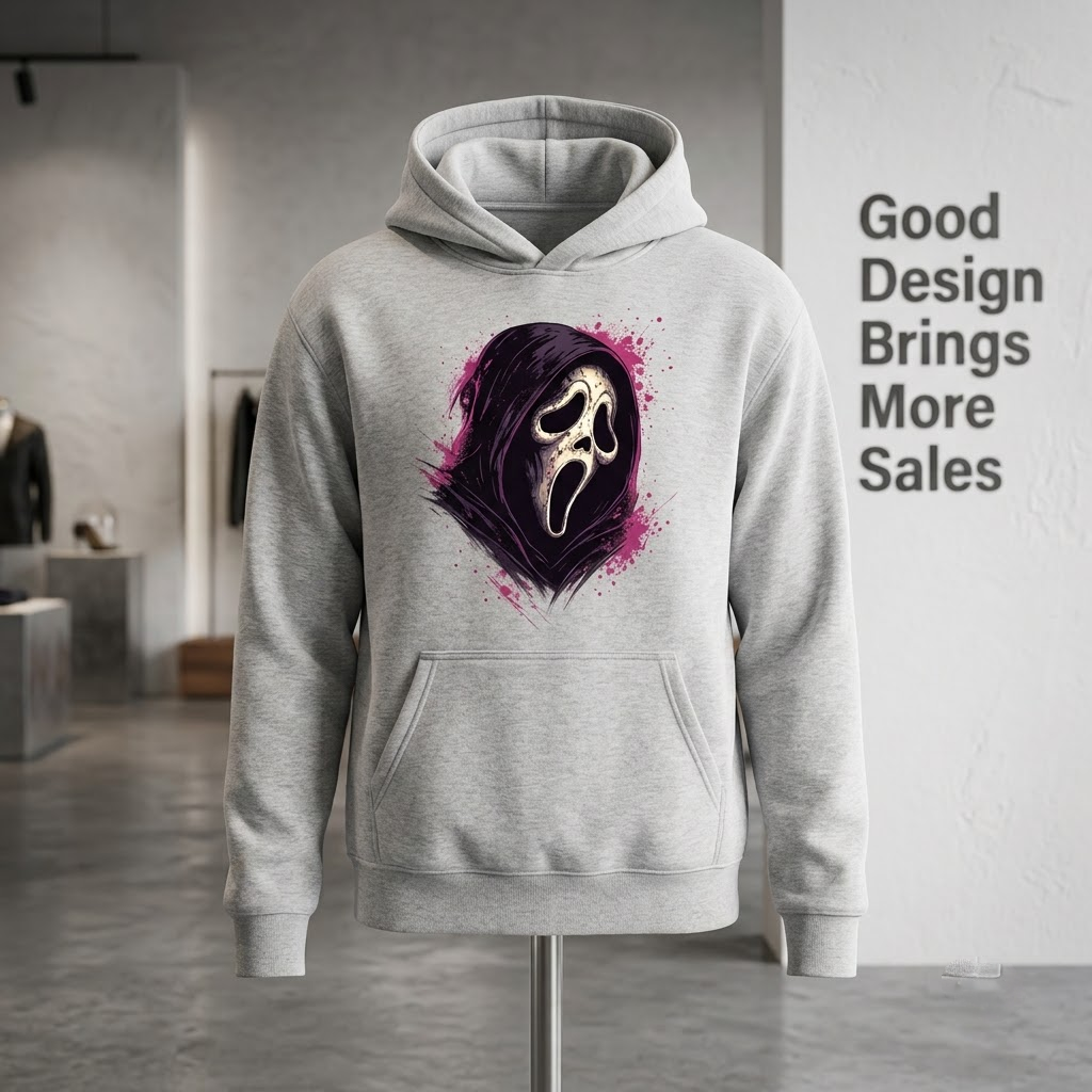 Grunge Pink Splatter Screaming Ghost - Edgy Slasher Horror T-Shirt, Sweatshirt, Hoodie