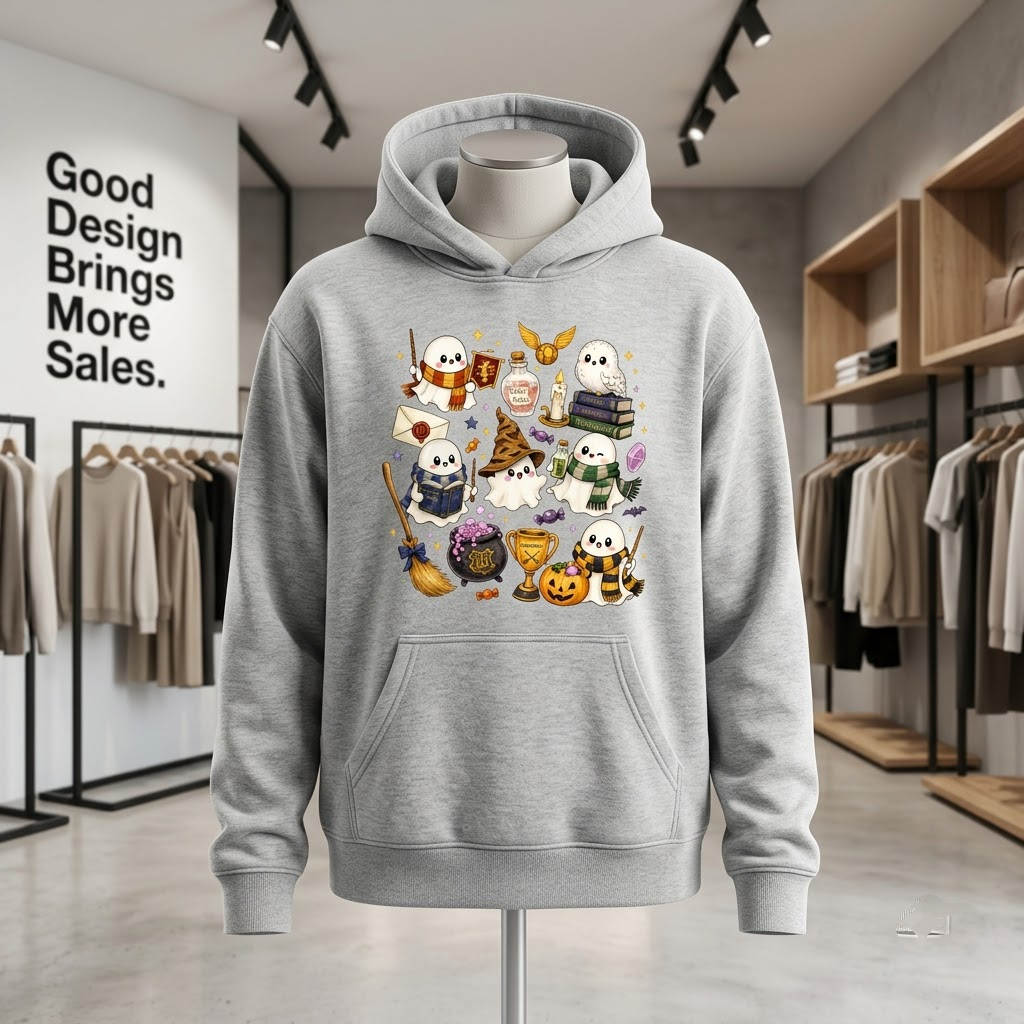 Cute Magical Wizard Ghosts & Potions - Spooky Magic School T-Shirt, Sweatshirt, Hoodie