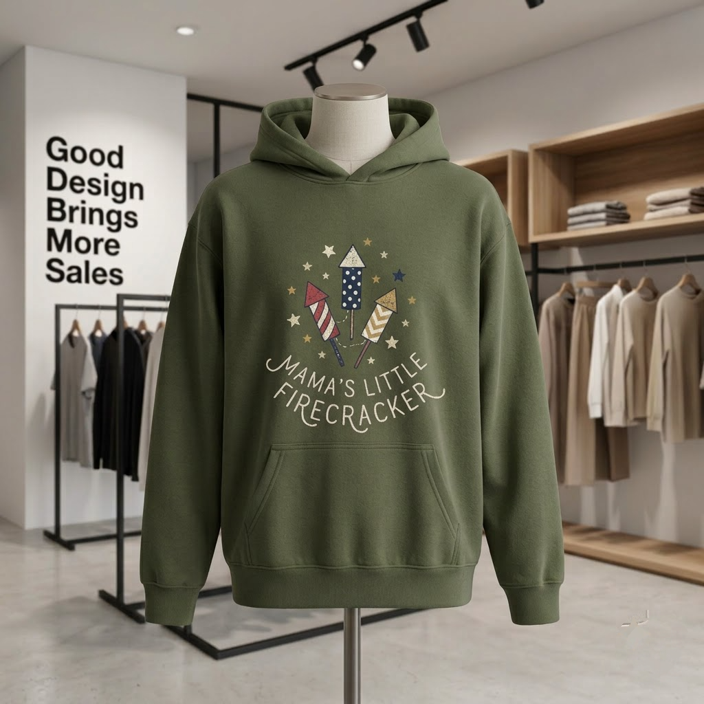 Mamas Little Firecracker Retro Fireworks Gift (T-Shirt, Sweatshirt, Hoodie)