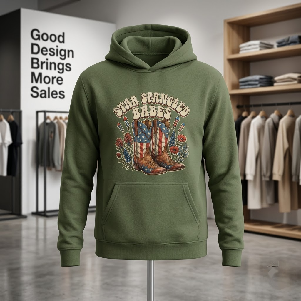 Star Spangled Babes Retro Western Patriotic Cowgirl Gift (T-Shirt, Sweatshirt, Hoodie)