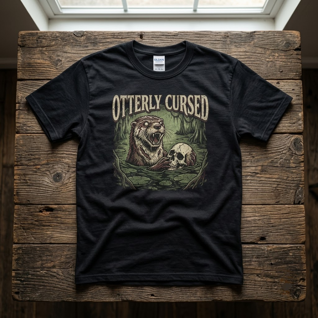 Otterly Cursed Shirt, Vintage Zombie Otter Skull Swamp Halloween T-Shirt, Sweatshirt, Hoodie