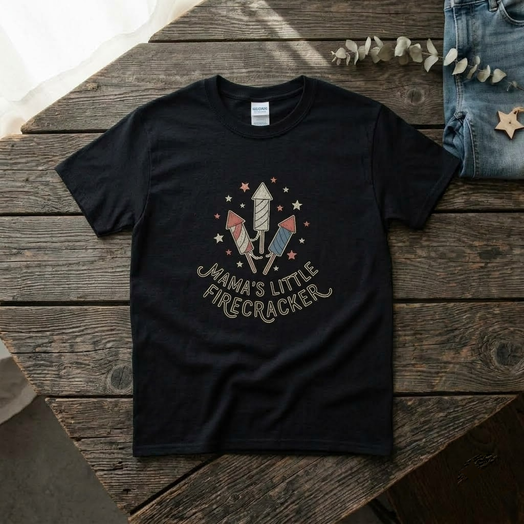 Mamas Little Firecracker Retro Fireworks Gift (T-Shirt, Sweatshirt, Hoodie)
