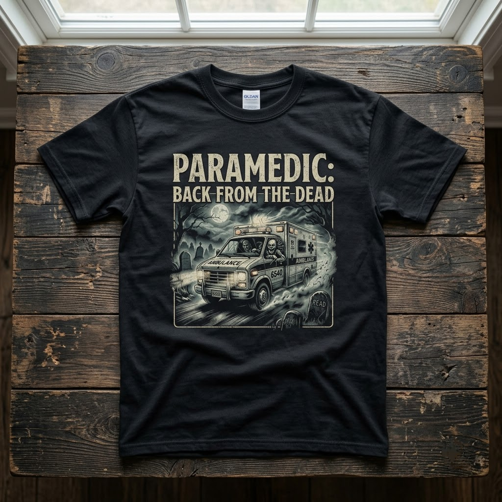 Paramedic Back From The Dead Shirt, Vintage Spooky Ambulance Halloween T-Shirt, Sweatshirt, Hoodie