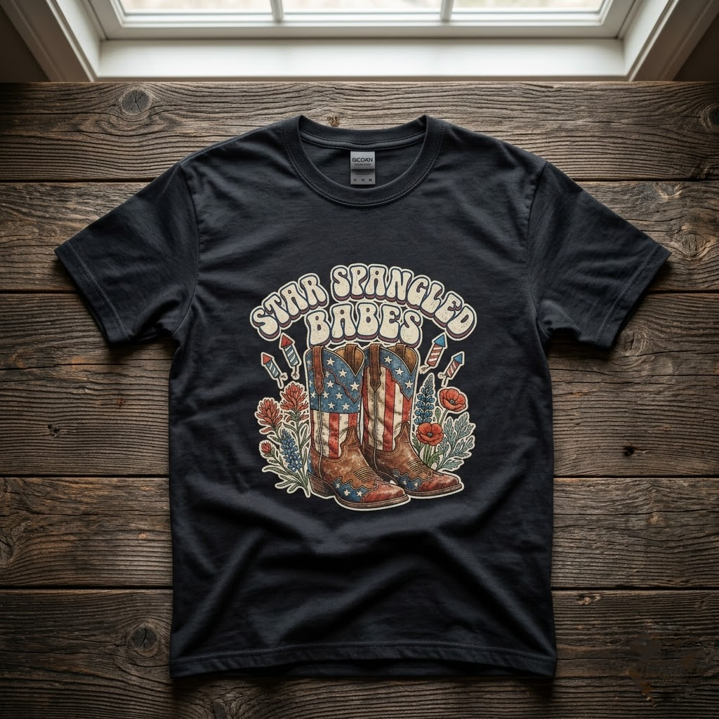 Star Spangled Babes Retro Western Patriotic Cowgirl Gift (T-Shirt, Sweatshirt, Hoodie)