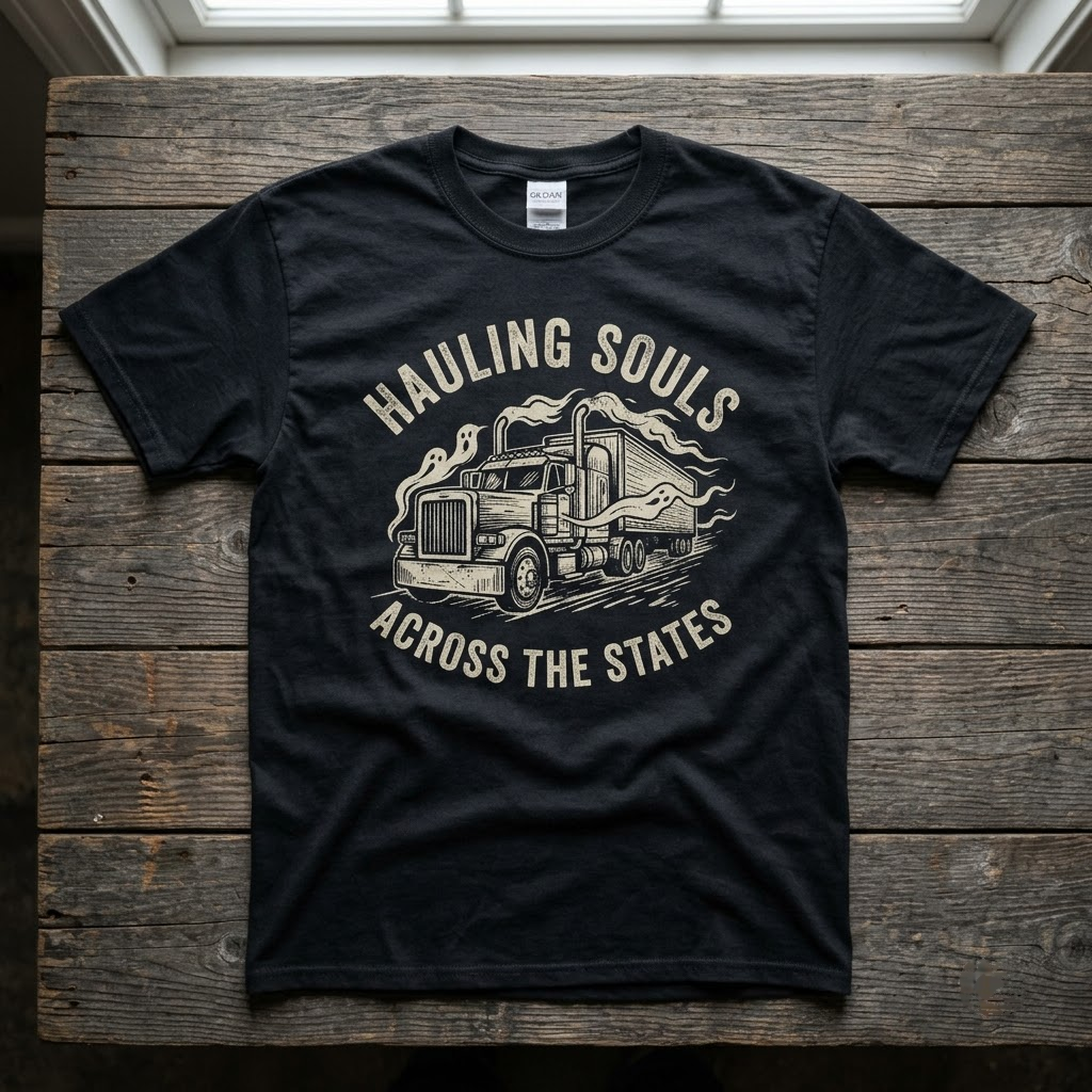 Hauling Souls Across The States Shirt, Vintage Semi Truck Halloween Trucker T-Shirt, Sweatshirt, Hoodie