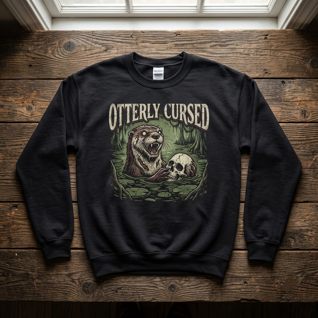 Otterly Cursed Shirt, Vintage Zombie Otter Skull Swamp Halloween T-Shirt, Sweatshirt, Hoodie