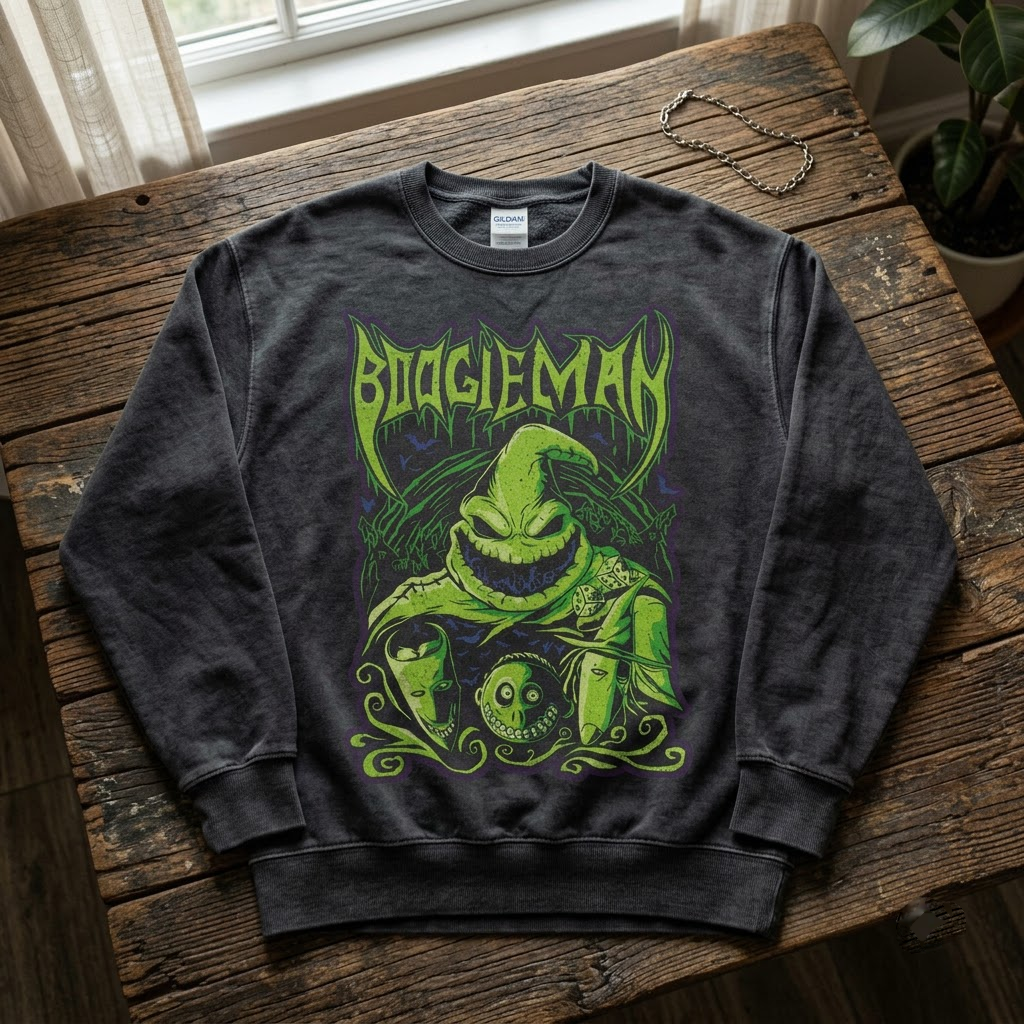 Vintage Heavy Metal Boogieman - Edgy Rock Band Spooky Monster T-Shirt, Sweatshirt, Hoodie