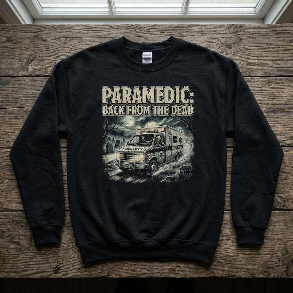 Paramedic Back From The Dead Shirt, Vintage Spooky Ambulance Halloween T-Shirt, Sweatshirt, Hoodie
