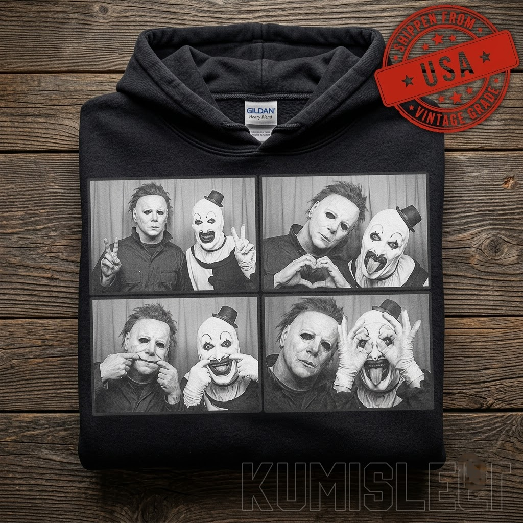 Horror Villains Photo Booth Besties - Funny Slasher Mashup T-Shirt, Sweatshirt, Hoodie
