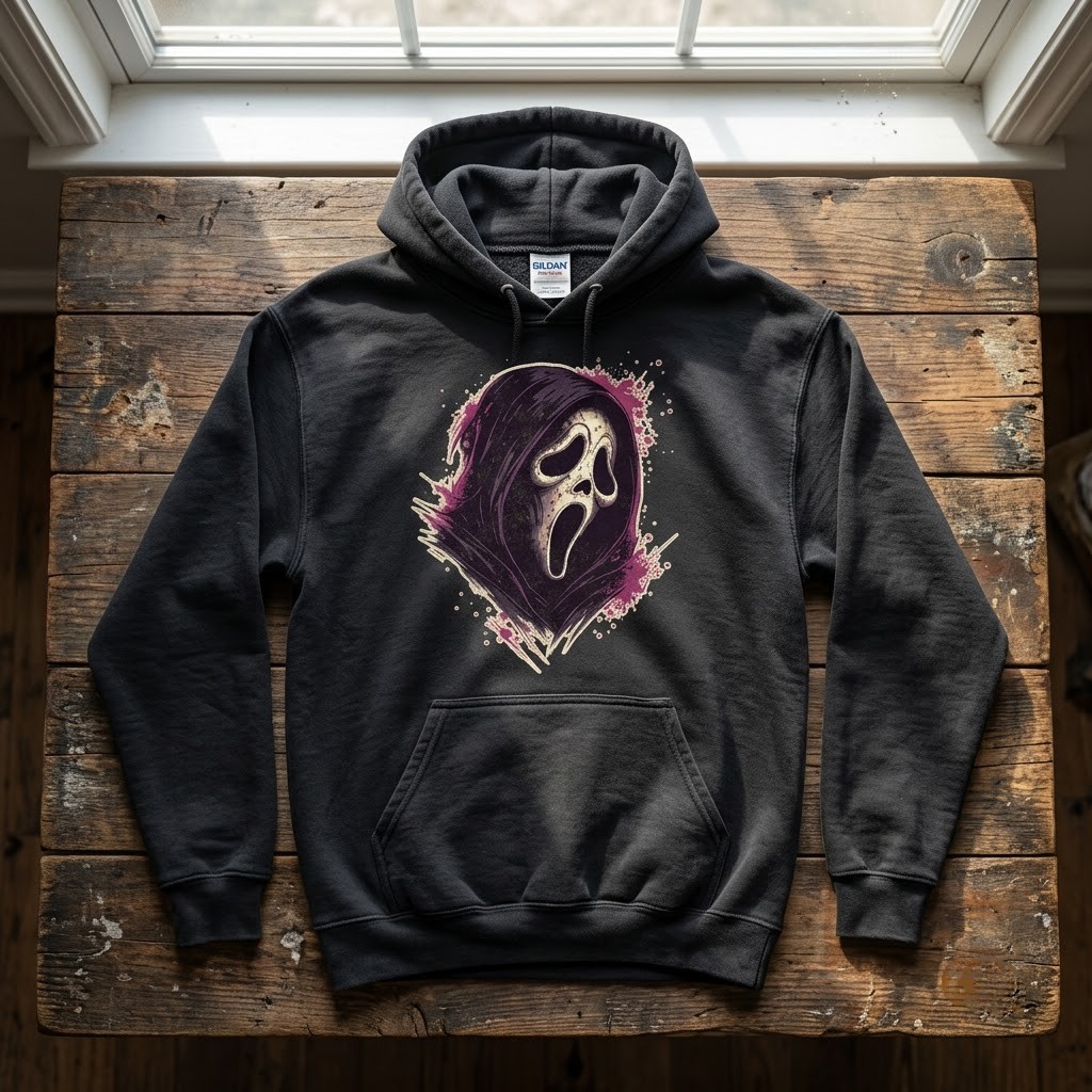 Grunge Pink Splatter Screaming Ghost - Edgy Slasher Horror T-Shirt, Sweatshirt, Hoodie