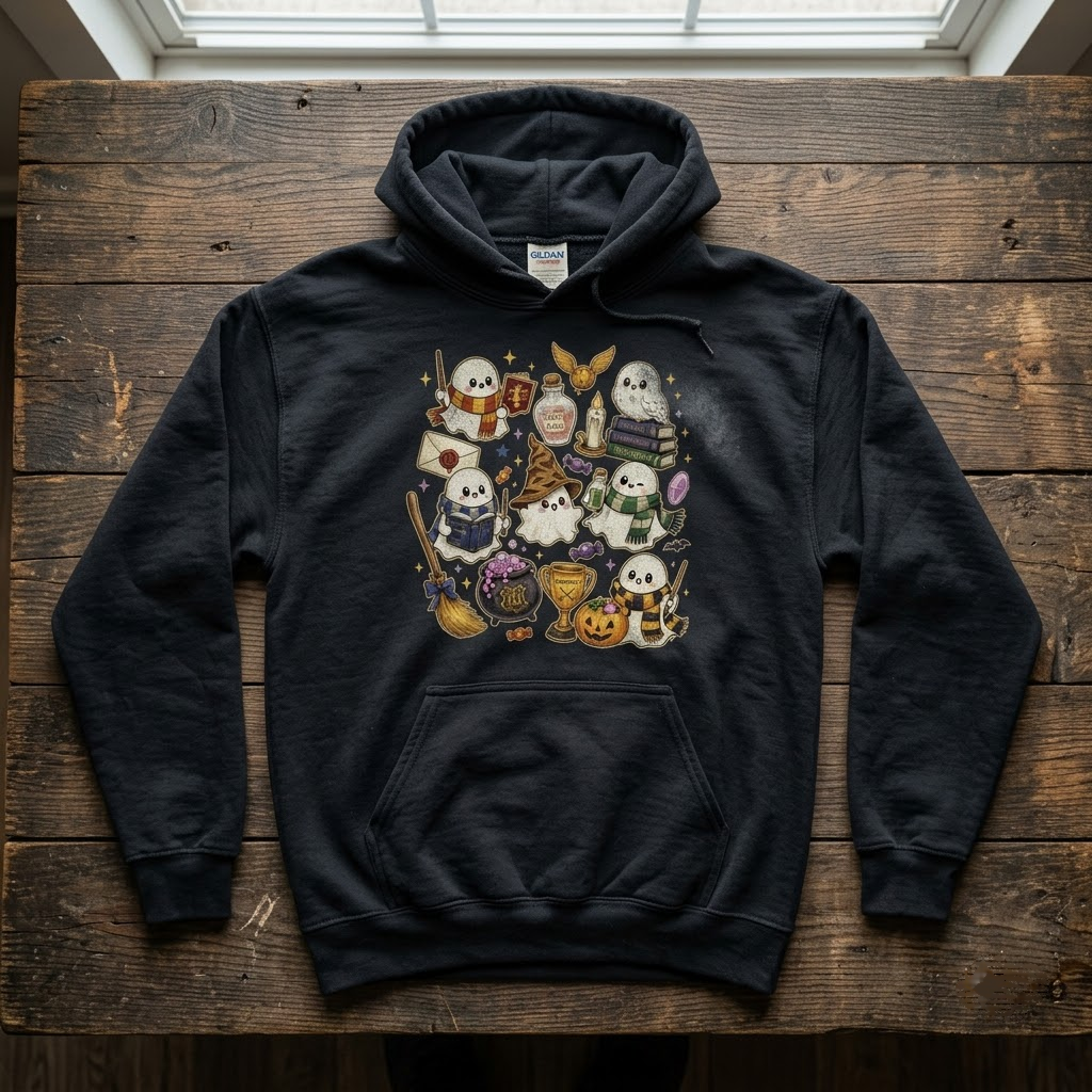 Cute Magical Wizard Ghosts & Potions - Spooky Magic School T-Shirt, Sweatshirt, Hoodie