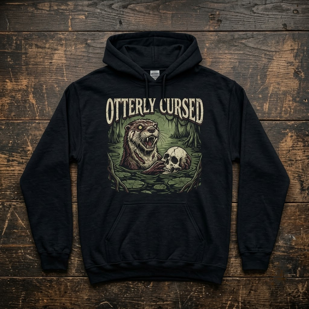 Otterly Cursed Shirt, Vintage Zombie Otter Skull Swamp Halloween T-Shirt, Sweatshirt, Hoodie