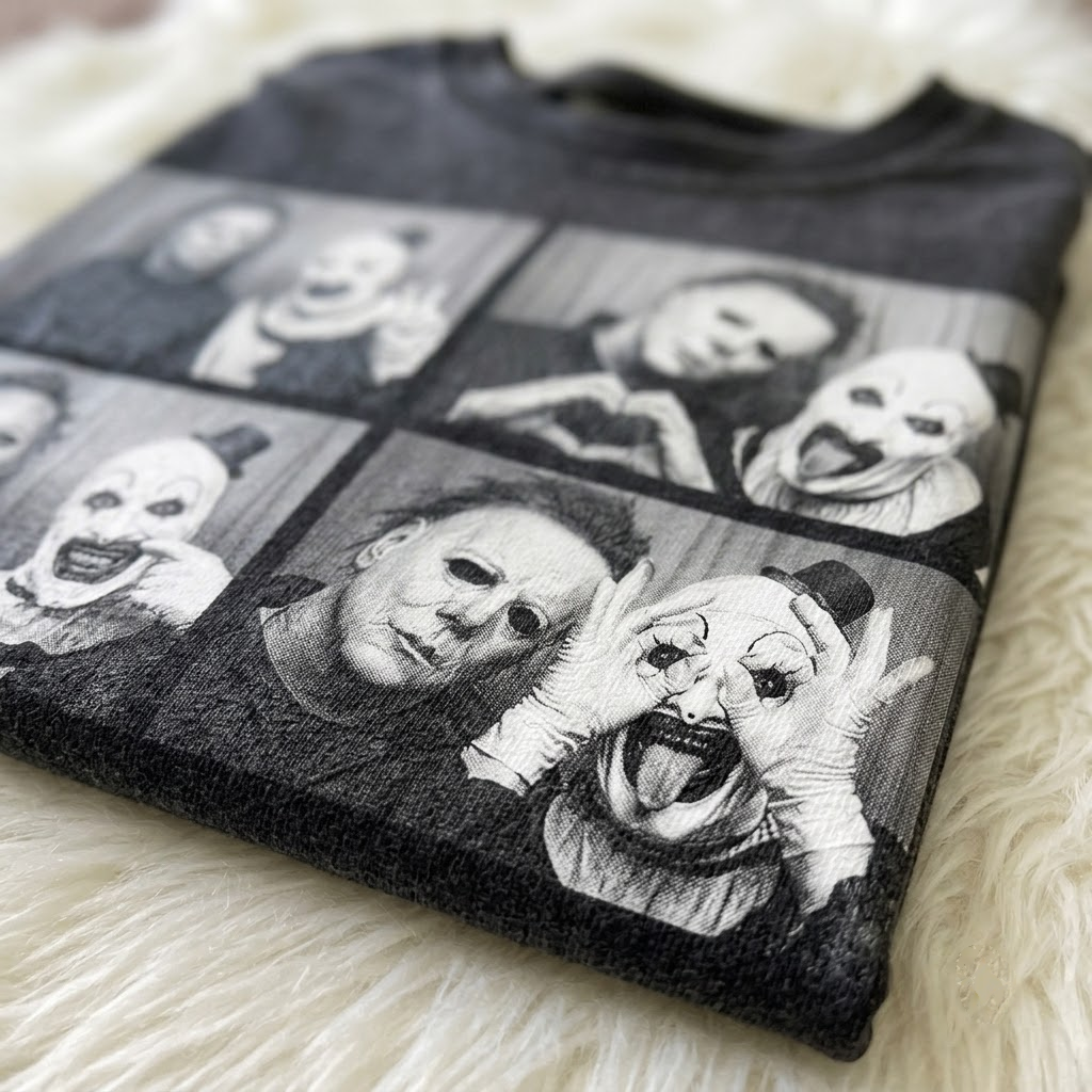 Horror Villains Photo Booth Besties - Funny Slasher Mashup T-Shirt, Sweatshirt, Hoodie