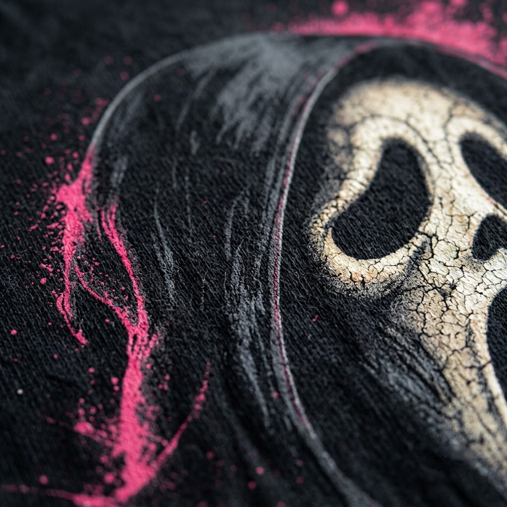 Grunge Pink Splatter Screaming Ghost - Edgy Slasher Horror T-Shirt, Sweatshirt, Hoodie
