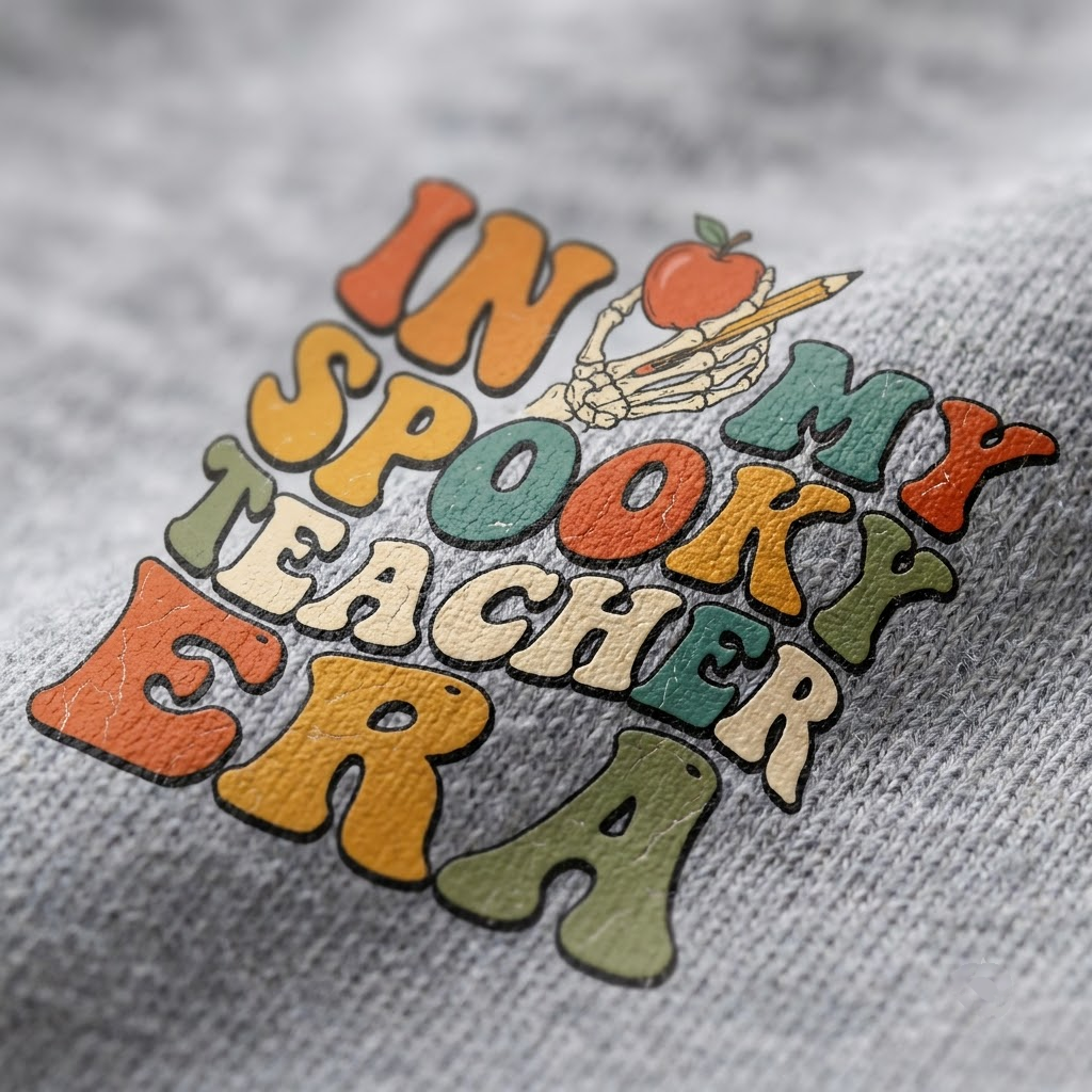 In My Spooky Teacher Era Shirt, Retro Halloween Skeleton School T-Shirt, Sweatshirt, Hoodie