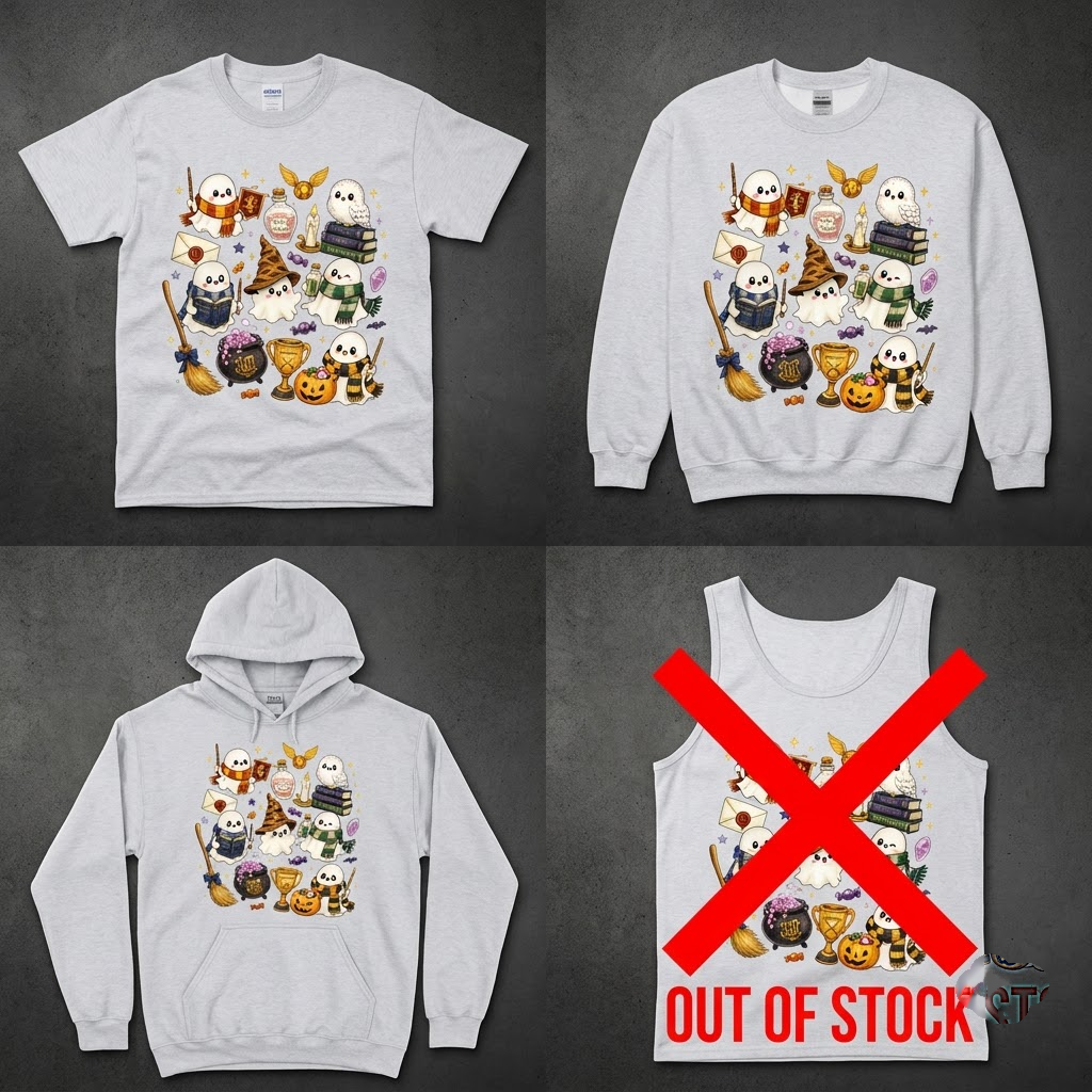 Cute Magical Wizard Ghosts & Potions - Spooky Magic School T-Shirt, Sweatshirt, Hoodie
