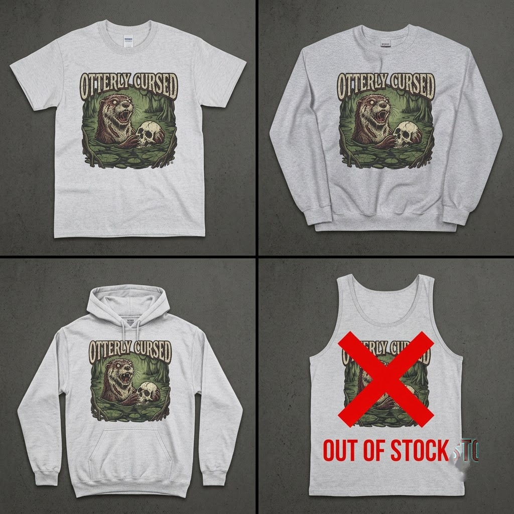 Otterly Cursed Shirt, Vintage Zombie Otter Skull Swamp Halloween T-Shirt, Sweatshirt, Hoodie